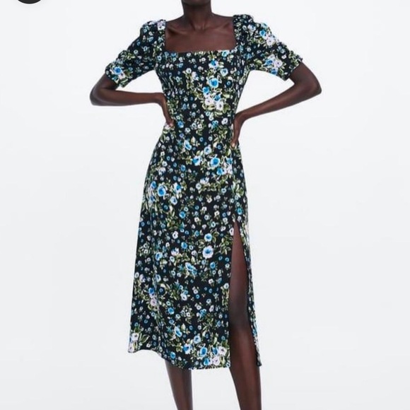 Zara Floral Print Mini Dress with side slit size XS - Picture 5 of 11